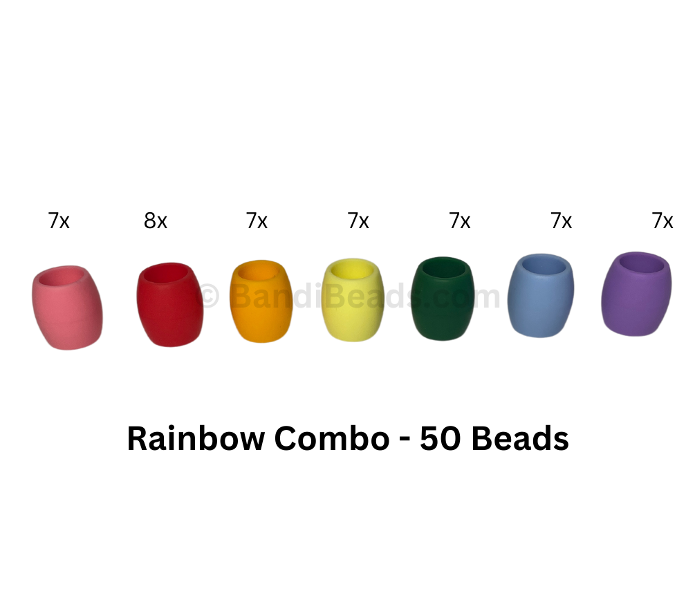 Rubber Hair Beads - Rainbow Collection by Bandi Beads, Silicone Hair Beads for Braids