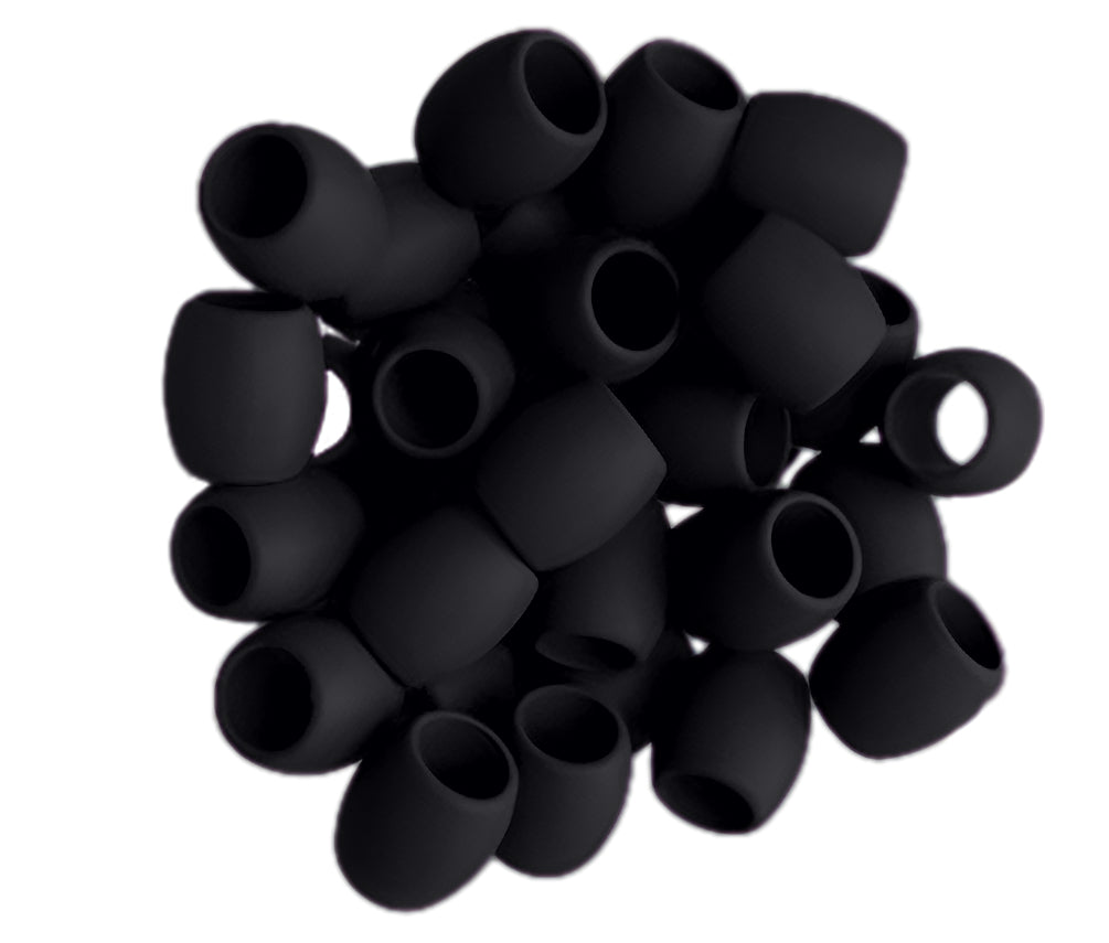 Black Silicone Rubber Hair Beads