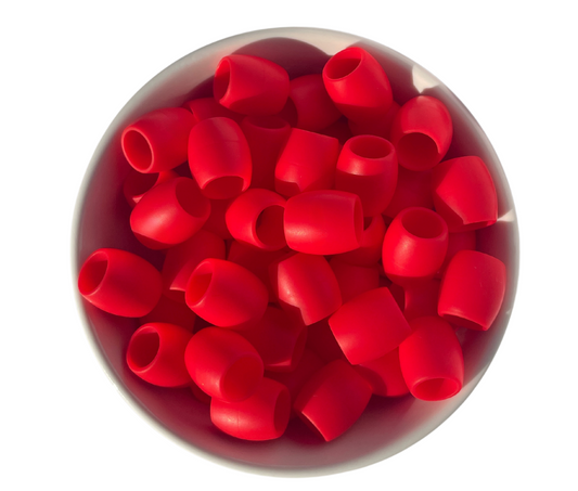 Red Soft Silicone Rubber Hair Beads for Braids