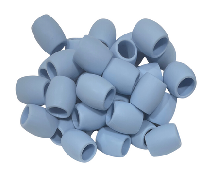 Pastel blue rubber hair beads made of silicone created by Bandi Beads - soft hair beads, squishy hair beads
