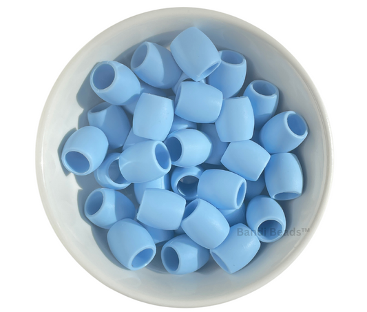 Sky Blue soft silicone hair beads for braids in a bowl