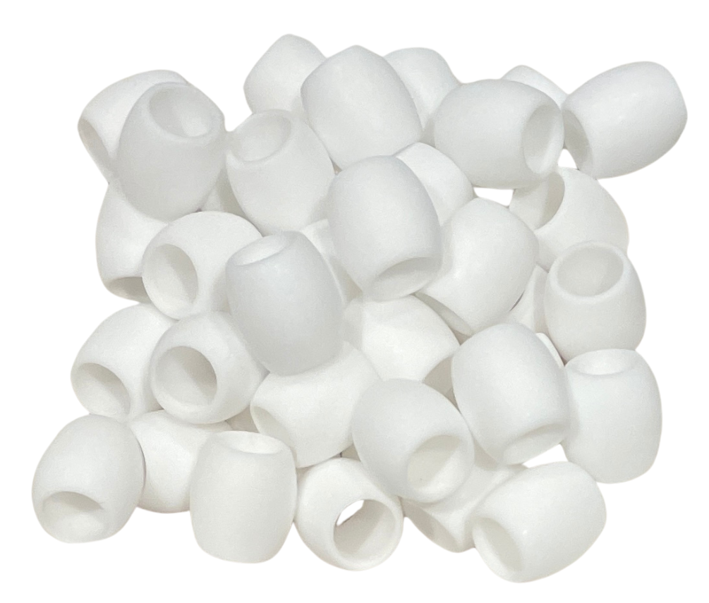 white rubber hair beads